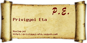Privigyei Eta névjegykártya